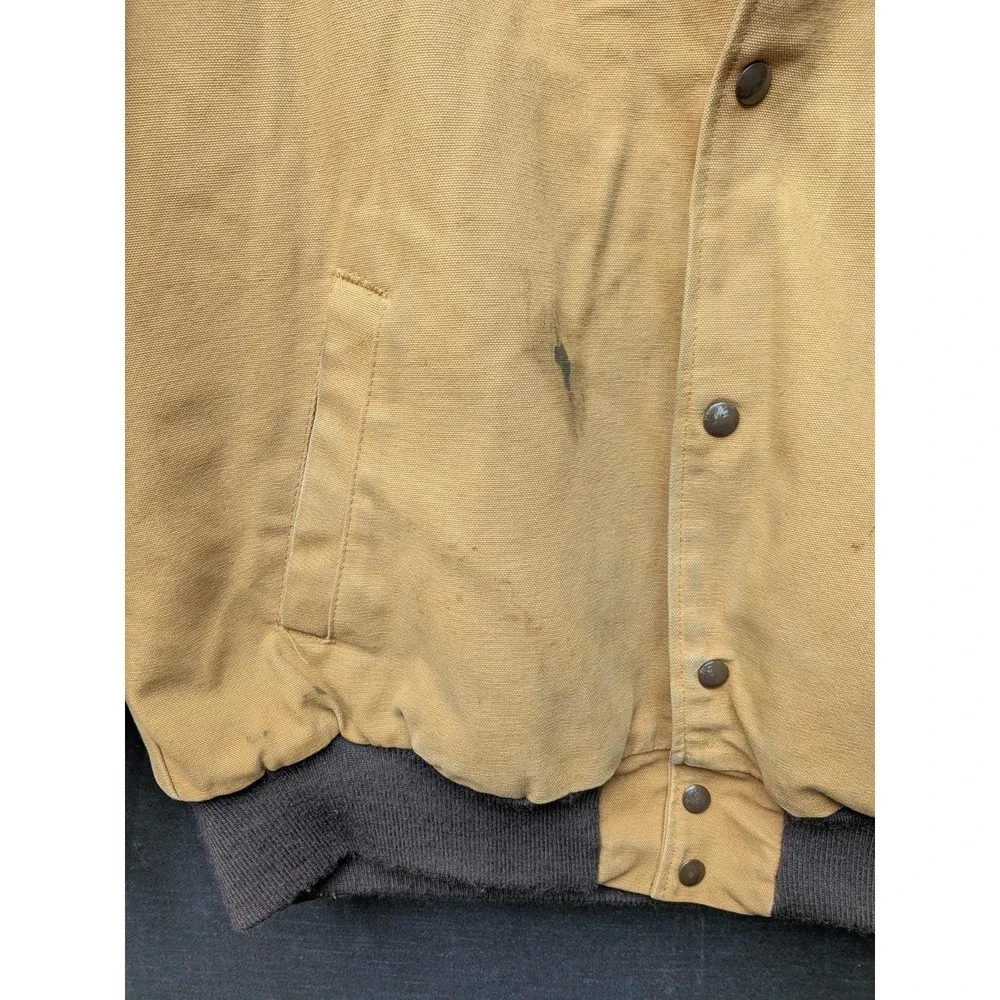 Vtg Muleskins Trashed Canvas Work Coat Chore Jacket Quilited Lining Farm Coat